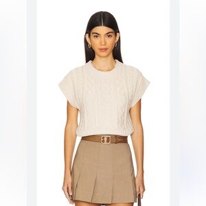 CLEOBELLA GIGI SWEATER VEST IN CREAM SOFT KNIT CABLE ARAN KNIT THICK SIZE LARGE